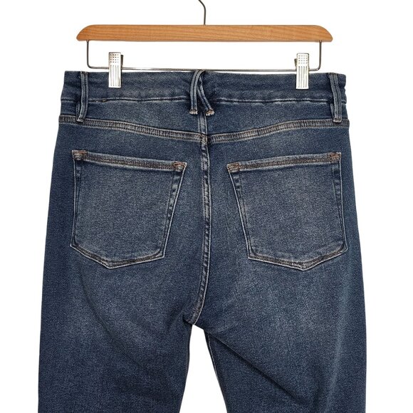 Good American Crop Raw Edge Skinny Jeans Distressed Blue Denim Womens 12/31 - Picture 14 of 16